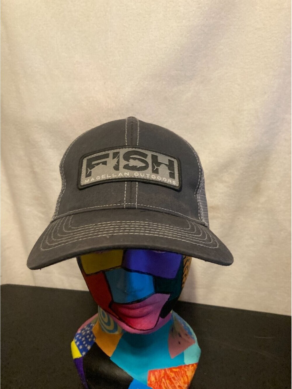 Magellan Outdoors Fish Trucker Hat Adjustable Gray Mesh Snapback Fishing Cap